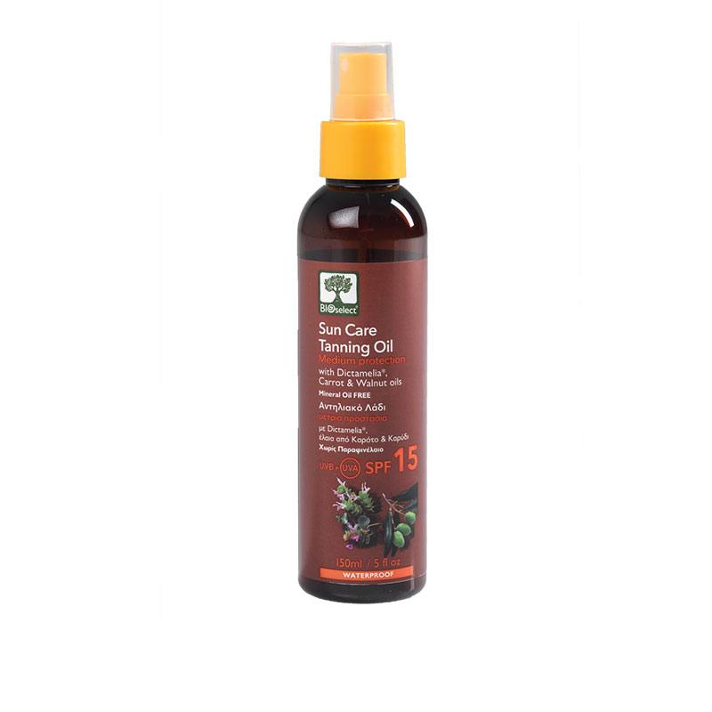 Bioselect Αντηλιακό λάδι μέτριας προστασίας SPF 15 150ml Bioselect