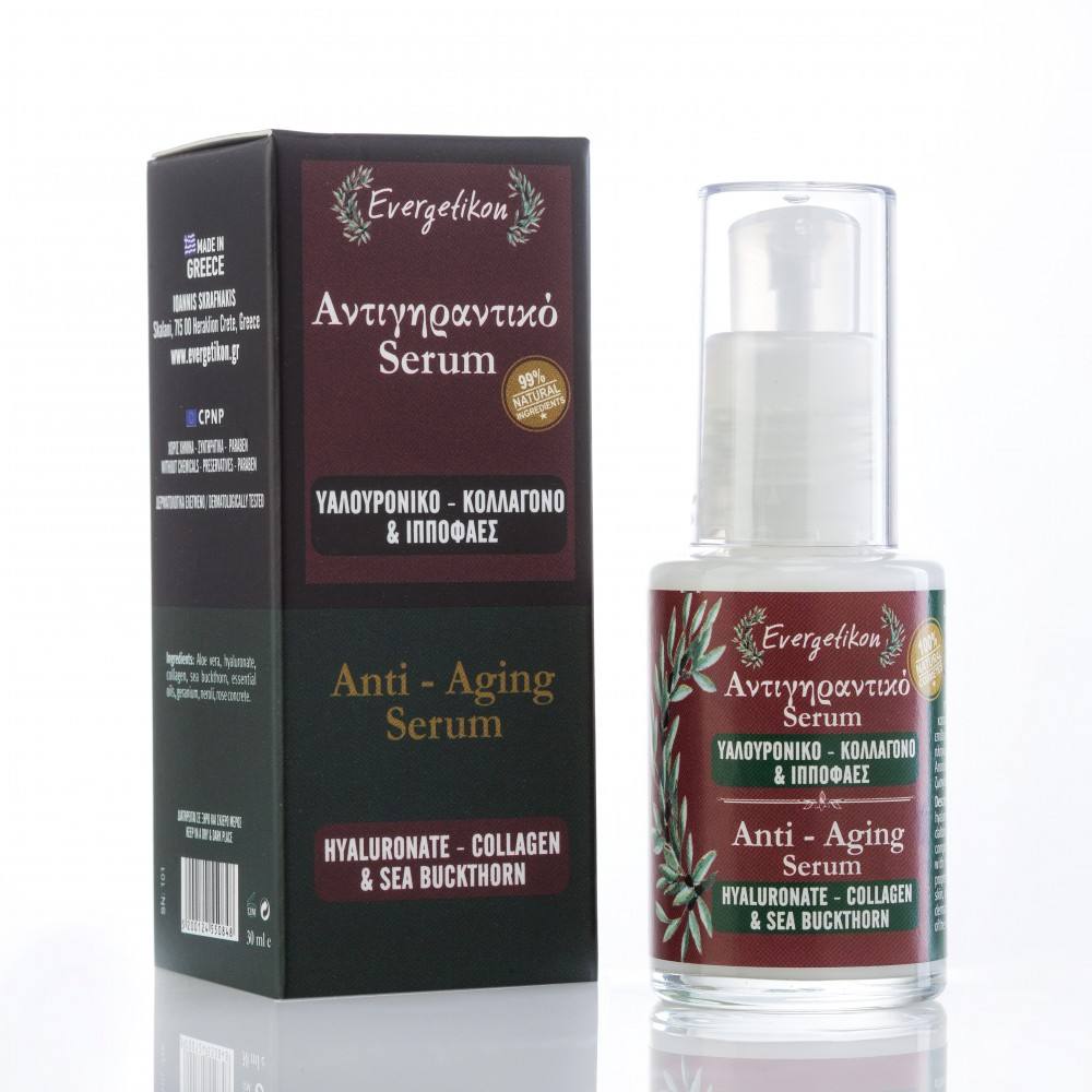 Evergetikon Αντιγηραντικό Serum Υαλουρονικό – Κολλαγόνο & Ιπποφαές 30ml