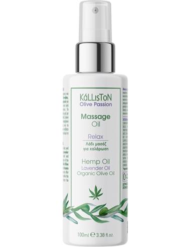 Kalliston Massage Oil Relax with Hemp, Lavender & Organic Olive Oils 100ml